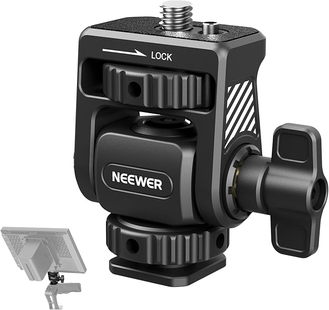 NEEWER Field Monitor Mount Holder with Cold Shoe 360 Swivel 180 Tilt Anti Twist Screw Compatible with Atomos Ninja 5" & 7" Camera Monitor, SmallRig Camera Cage, MA019