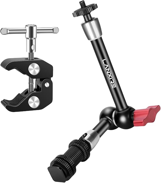 9 Inch Adjustable Magic Arm with Super Clamp and Cold Shoe Adapter - Compatible Photography Accessories - Max Load 4.4lb/2kg