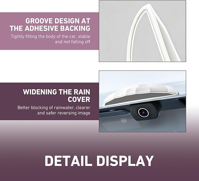 Car Rear View Backup Camera Rain Cover, Soft Silicone Anti-Rain Car Reversing Cameras Protection Cover, Waterproof Auto Backup Camera Rain Shield with Wider Design, for Most Cars (White)
