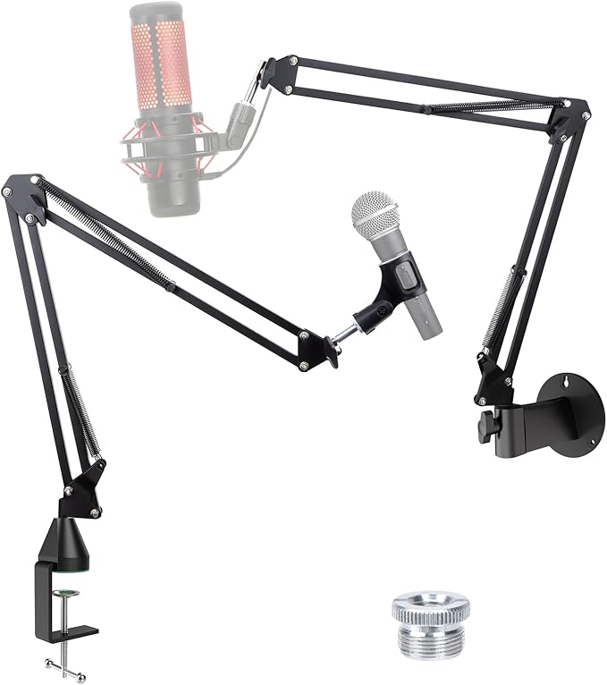 YOUSHARES Mic Stand - Microphone Arm with Upgraded Heavy Duty Clamp, Wall Mount and Universal Mic Holder for Blue Yeti/HyperX QuadCast ＆ Other Mics