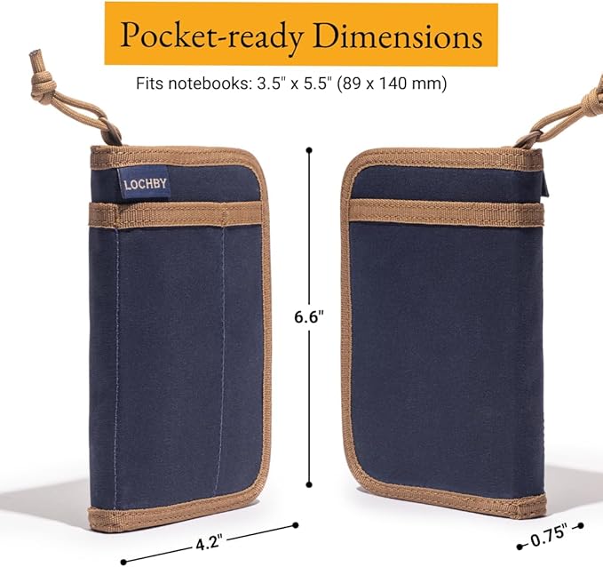 LOCHBY® Pocket Journal | Tomoe River 3.5" x 5.5" Notebook | Waxed Canvas | Ideal for Travelers & Daily Use, Fits Field Notes, Moleskine Cahier