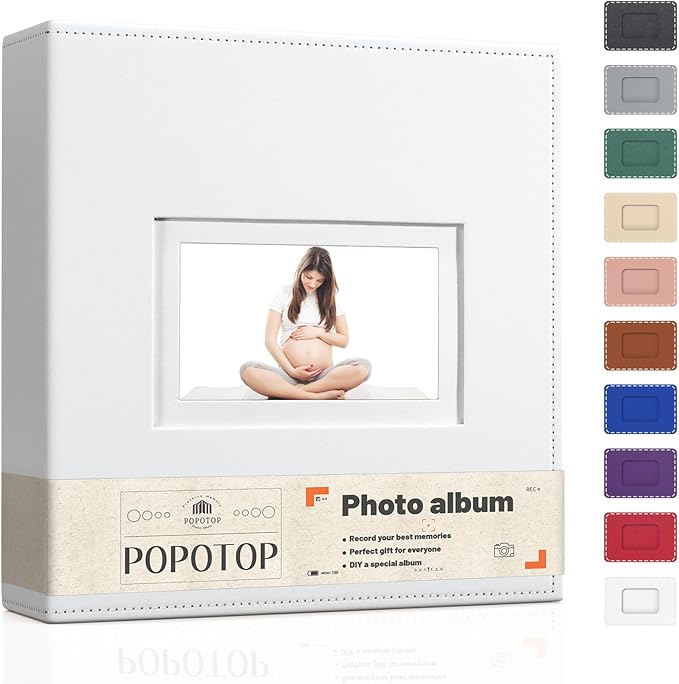 Popotop Photo Album 4x6 300 Pockets with Leather Hardcover Cover, Small Photo Album Holder Book with 50Pcs Pages for Family Travel Wedding Baby Gifts