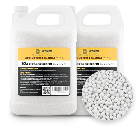Dry & Dry [12 LBS] Activated Alumina Desiccant Beads | High-Capacity Moisture Absorber, Rechargeable Humidity Control for Industrial & Home Use