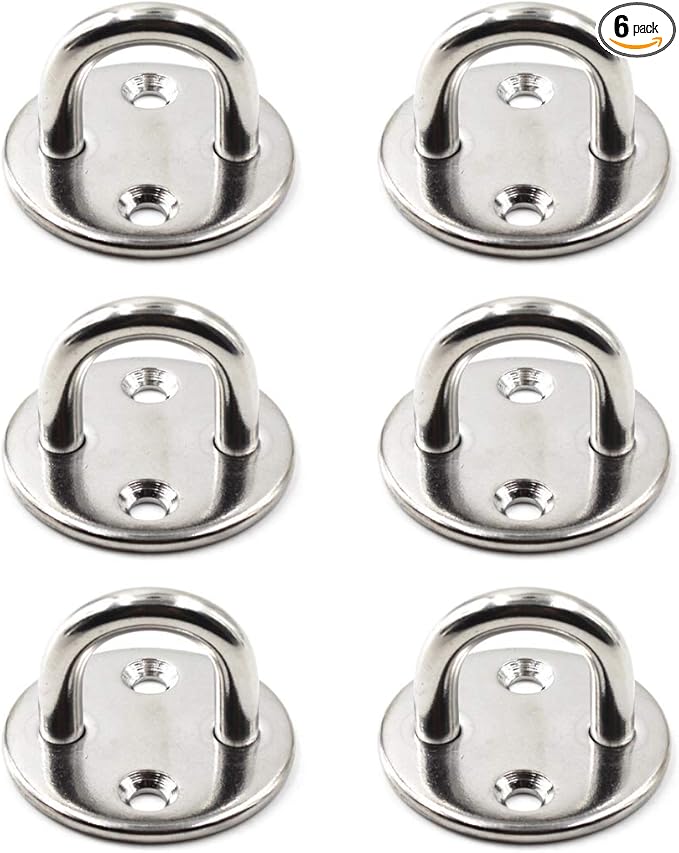 Ceiling Wall Mount Hook Heavy Duty Anchor Round Shape 5mm 3/16" 304 Stainless Steel Great for Yoga Swings Hammocks/Boat Rigging/Marine Deck Hardware/Suspension Training Straps