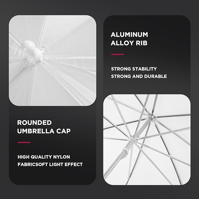 [2 Pack] Photography Umbrella Diffuser Kit,43"/110cm White Translucent Soft Umbrella Diffuser for Studio/Outdoor Photo and Video Lighting Accessories (2 * 43" White)…