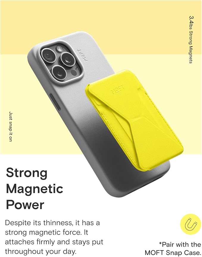 MOFT Magnetic Wallet Stand Compatible with iPhone 17/16/15/14/13/12 Series, Angle Adjustment & Magsafe Compatible MOVAS Phone Stand,Neon