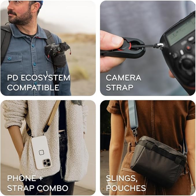 Peak Design Anchor Connectors, Black 4-Pk, Attachments Fit Any Camera Strap, Low Profile, Super Quick and Secure Connections, Easily Attach to Cameras, Binoculars and More, 200 lb Capacity