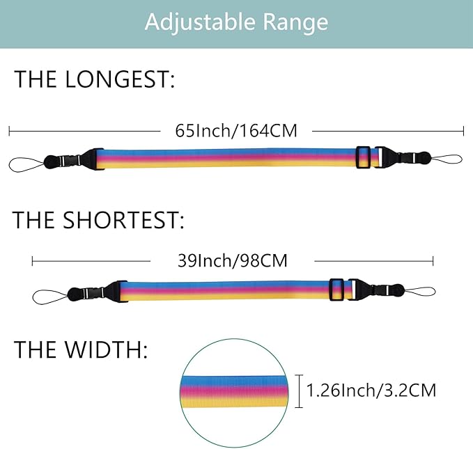 Adjustable Shoulder Strap:Comfortable iPad Strap Nylon Neck Lanyard for iPad/Samsung Tablet Case,Camera Binocular Crossbody Laptop Luggage Bag (Rainbow B)