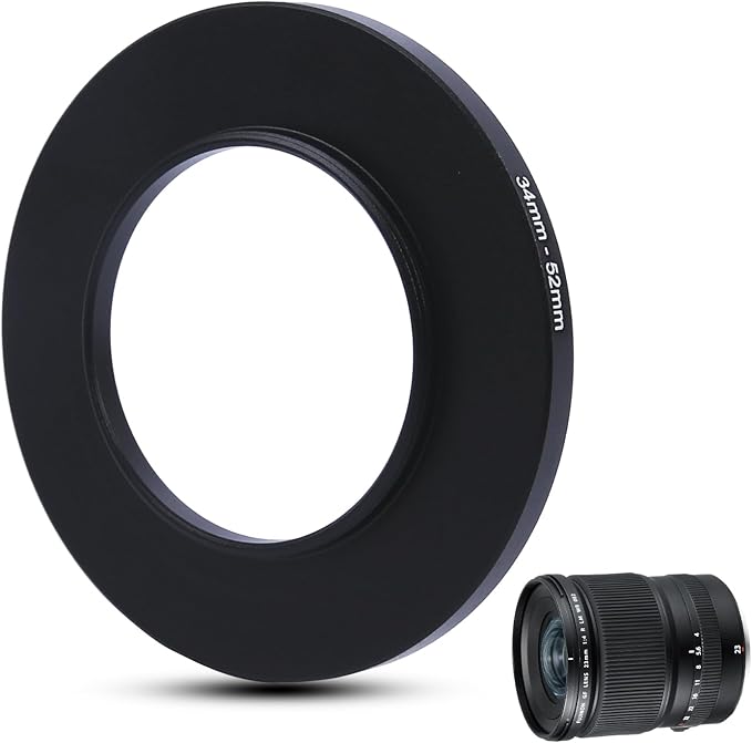 Metal Step Up Ring Filter Adapter - 34mm to 52mm - Metal Ring Step Up Rings Adapter Filter Compatible with All 52mm UV, CPL, ND, Lens Hood, Threaded Lens ect