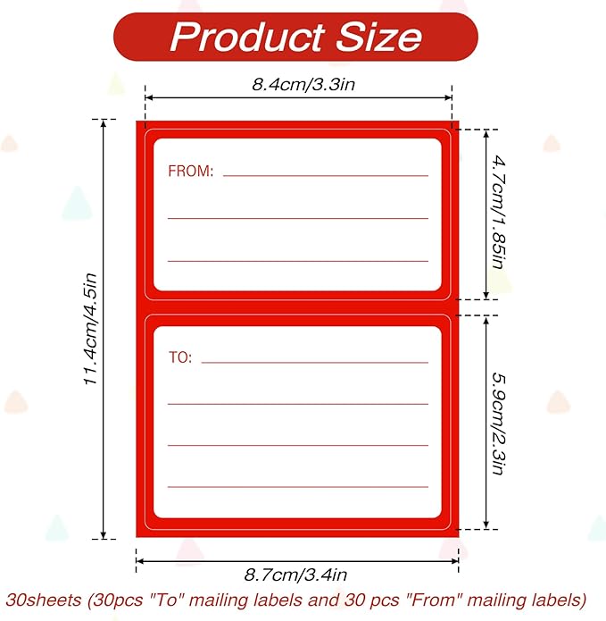 to from Return Address Mailing Labels 60 Pcs Blank Self Adhesive Mail Shipping Label 4.5x3.5Inch Postage Guaranteed Stickers Handwriting to/from Address Tags for Package, Gift, Mailing Box, Envelopes