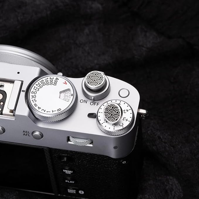 DBZZ Camera Shutter Button for Fuji X-T5 X-T3ii X-T200 X-T4 (2 Silver Waves)