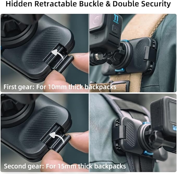 SUREWO 360° Rotation Magnetic Quick Release Backpack Clip Mount Compatible with Gopro Hero 13,12,11,9,8,7,6,5,DJI Osmo Action 6/5 pro/4/3 and More