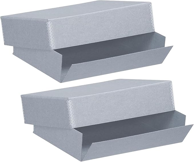 Lineco, Archival Storage Box, Museum Preservation Organizer with Drop Front Design, Acid-Free with Metal Edge, Preserves Picture Longevity, Photos, Documents, Crafts, DIY, 9x12, Pack of 2