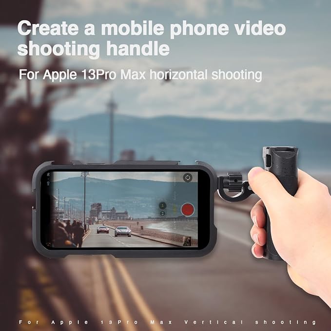 Phone Video Cage Single Handheld for iPhone 13 Pro Max, Phone Rig Quick Release Side Handle for Video Recording/YouTube/Live Streaming/Vlog