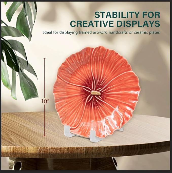 Artliving Plate Stands for Display - Plastic Easel Stand Plate Holder Display Stand Picture Frame Stand for Pictures | Photo|Decorative Plate |Dish | Tabletop Art - 6 inch-Clear