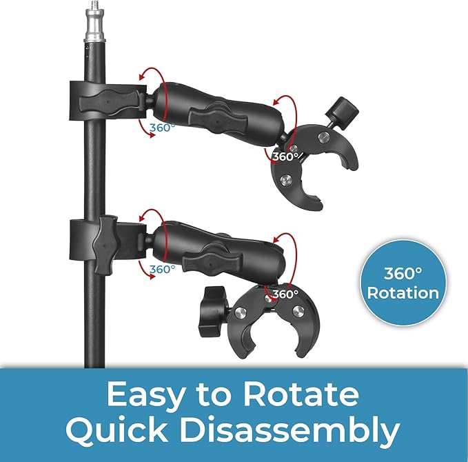 Sequpr Camera Clamp Mount for Gopro, Super Clamp Adapter Double Head Multifunction Holder for Motorcycle, Photography Light Fixture Bracket,Umbrella,Selfie Stick,Reflector