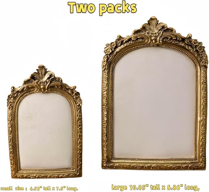 Large Two-Piece Gold Resin Jewelry Display Stand, Vintage Photo Frame Earring Holder, Velvet Necklace Storage Box, Elegant Décor for Jewelry and Collectibles