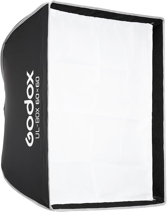 Godox 24”x24” Square Softbox with Bowens Mount, UL-BOX-60 24”/60cm Folding Quick Release Softbox Foldable Soft Box with Grid, Diffuser for Godox SMALLRIG/Neewer/Aputure