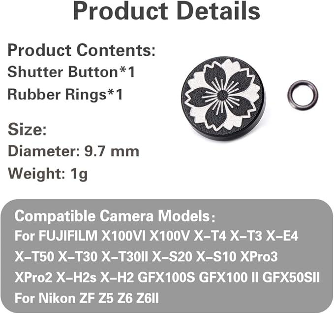 Camera Metal Hot Shoe Cover Shutter Buttons Protector for Fuji X100VI X100V X-T4 X-T3 XPRO3 XPRO2 for Nikon ZF Z5 Z6 Z6II (Black-Shutter Decorative Button)