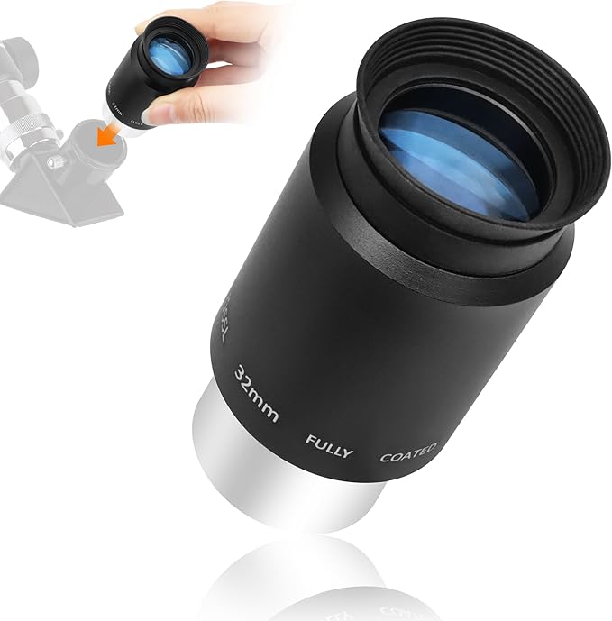 Astromania Telescope Plossl Eyepiece 32mm, 50 Degree Apparent Field of View Plossl Lens with Fully Multi Coated 4-Element, Metal Telescope Accessory for Standard 1.25 Inch Astronomy Filter Thread