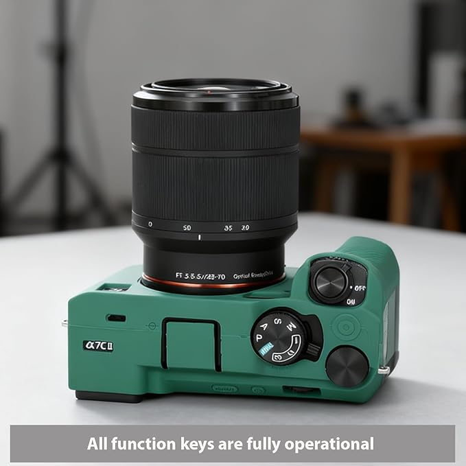 Frevyve Case for Sony A7CII/A7CR Camera Accessories, Soft Silicone Protective Case Skin with Screen Protector, Perfect Fit Sleeve, Lightweight, Anti-Scratch for Sony Alpha 7C II/7CR Cover (Green)