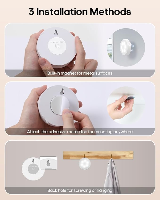 Puck Lights with Remote, 13 RGB Colors LED Under Cabinet Lights, Rechargeable Baterry Operated Under Cabinet Lighting Tap Lights, Stick on Lights with Dimmer and Timer（3 Pack）