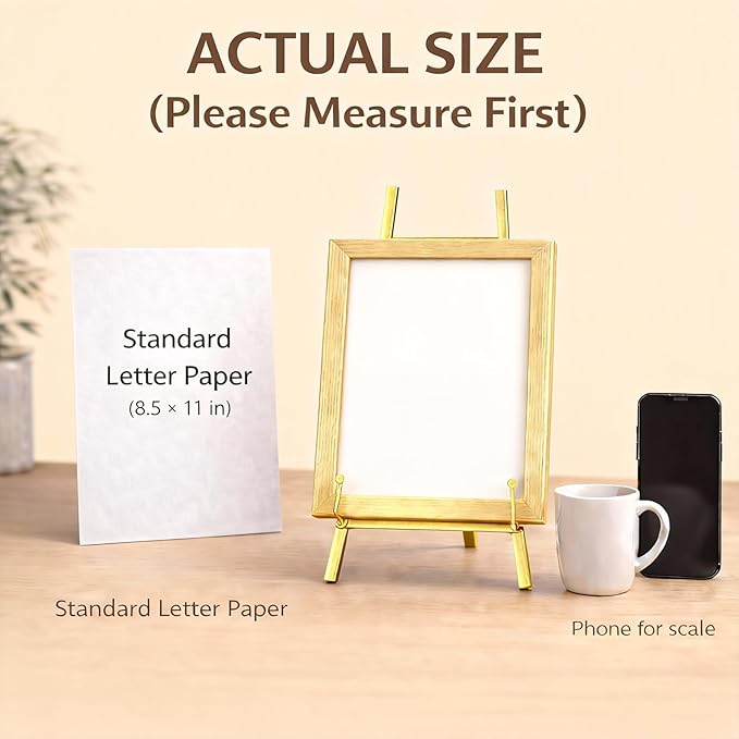 BeeCoAoo 16.5" Metal Easel Stand for Sign – Elegant Table Top Easel for Display, Heavy Duty Tabletop Picture Easel Stand for Wedding Sign, Picture Frame, and Art (Gold)