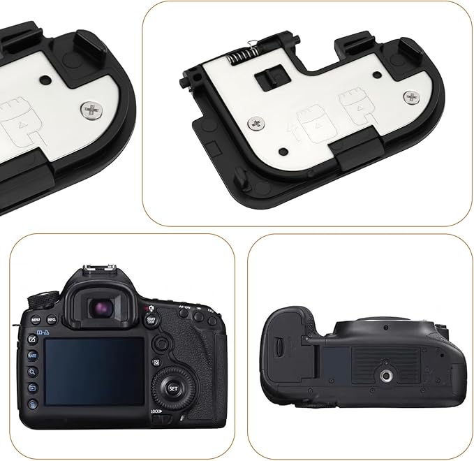 2pcs Camera Battery Door Cover Battery Lid Cap Repair Part Compatible with Canon 5D Mk III Mark III 3 Black Battery Compartment Cover