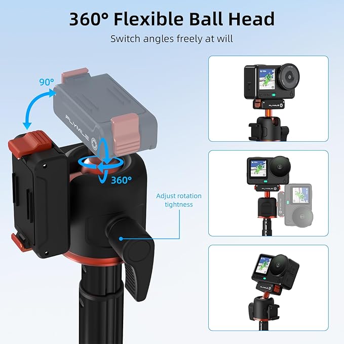 Flymile 21" Action 6 Camera Tripod, Magnetic Quick Release Adapter Selfie Stick Extended Pole Handle Grip with 360° Ball Head & Cold Shoe Mount, Mini Table Desk Tripod for DJI Osmo Nano Accessories