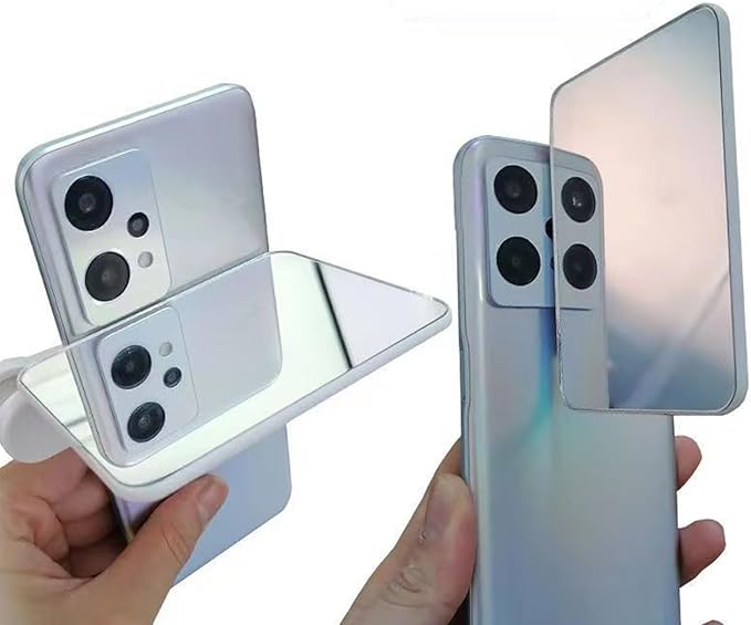 LITHYC 2 Pcs Smartphone Camera Mirror Reflection Clip Kit, Mirror Lens, Clip-on with Storage Case, Black+White