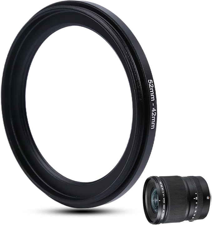 Metal Step Down Ring Filter Adapter - 52mm to 42mm - Metal Ring Step Down Rings Adapter Filter Compatible with All 42mm UV, CPL, ND, Lens Hood, Threaded Lens ect