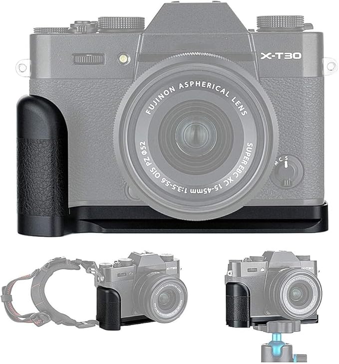 Metal X-T30 III Hand Grip L Bracket for Fuji Fujifilm XT30III X-T30III XT30II X-T30 X-T20 X-T10 Anti-Slip Handgrip Holder,with Battery Memory Card Compartment Opening & Speaker Hole, Replaces MHG-XT10