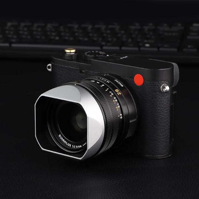 Haoge Metal Square Lens Hood for Leica q3 Q2 Q Q-P QP Q3 Typ116 Camera Accessories Silver LH-LQW