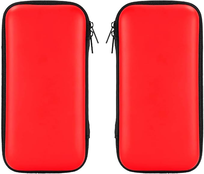 iMangoo Travel Essentials Electronics Organizer Charger Case Portable Dual Zipper Shockproof Pouch Tech Purse Cord Cable Pouches Power Bank Storage Accessories Bag for Women Men,6.5x3.2x1 Red