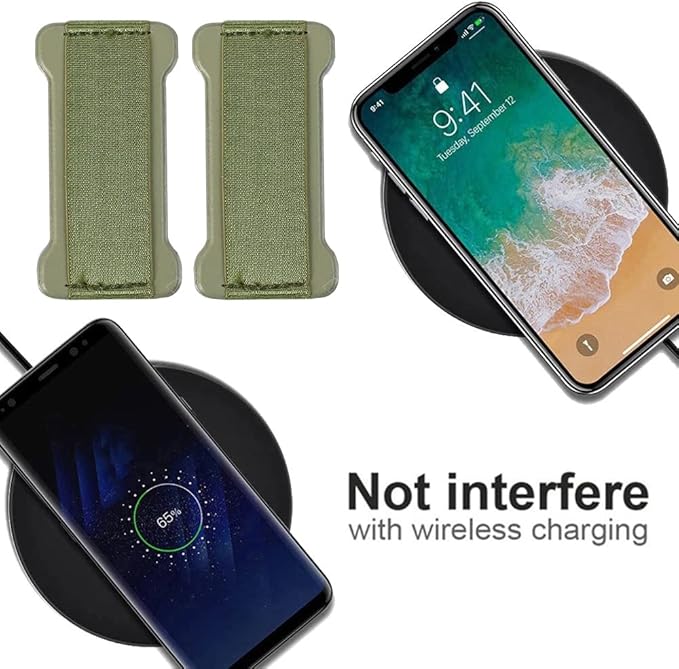 Universal Phone Grip for Smartphones - Phone Holder for Hand for Back of Phone - Wireless Charging Compatible - 2Pack(Black Green)