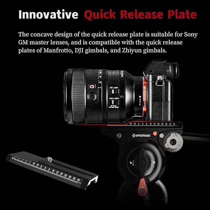 IFOOTAGE Komodo K5S Video Fluid Head,Cameras Tripod Fluid Head with Quick Release Plate, for Professional Photography, Content Creation, Vlogging and Video Production