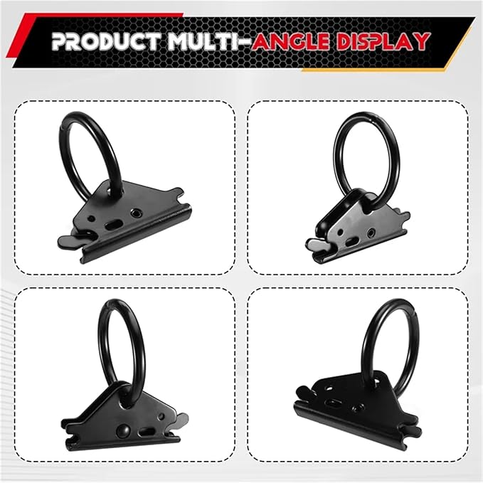 Cargo Steel E-Ring Tie Down Hooks 4PCS E Track O-Ring Anchors - Tie Down Accessories (Trailers/Trucks) for E-Track Rail/Single System