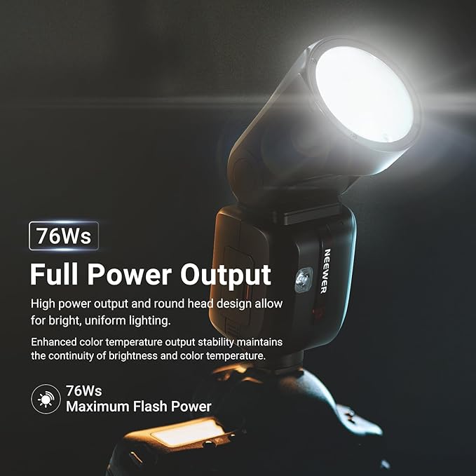 NEEWER Z2PRO-C 2.4G TTL Round Head Flash Speedlite Compatible with Canon, Wireless Compatible with Godox, Upgraded UI, 76Ws 1/8000s HSS, TTL/M TCM Switch, 7.2V/3000mAh Battery, 600 Full Power Flash