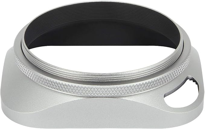 Haoge LH-W58P 58mm Square Metal Screw-in Lens Hood Hollow Out Designed with Cap for Leica Rangefinder Camera with 58mm E58 Filter Thread Lens Silver