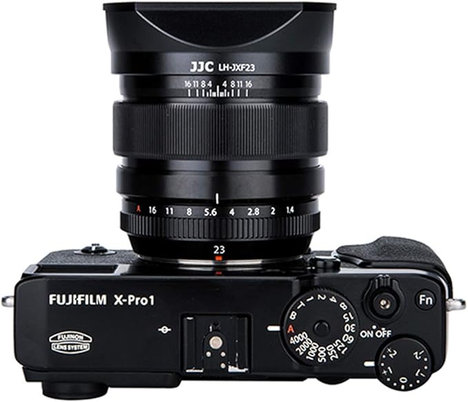 JJC LH-JXF23 Black Bayonet Metal Square Lens Hood for FUJINON XF 23mm F1.4 R XF 56mm F1.2 R XF 56mm F1.2 R APD, with Front Cap, Fuji 23mm F1.4 XF 56mm F1.2 Lens Hood, Replaces Fujifilm LH-XF23