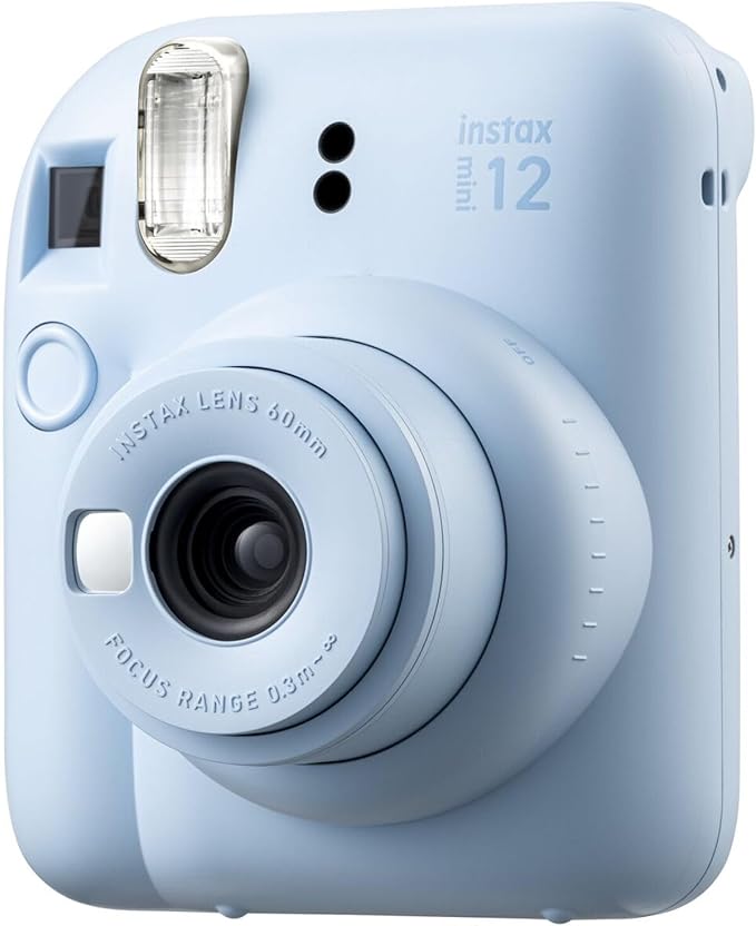 Fujifilm Instax Mini 12 Instant Camera Pastel Blue Bundle with Fuji Instax Mini Film Value Pack (60 Sheets) + Protective Carrying Case + Photo Album + Microfiber Cleaning Cloth