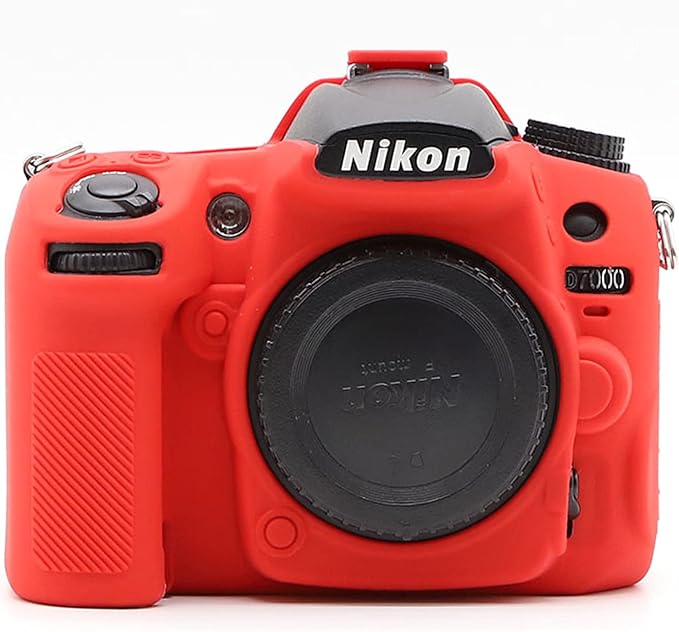 Surpassed Professional Secure Silicone Camera Cases Bag Housing Rubber Body Skin for Nikon D7000 Digital SLR Camera Protective Case (Red)