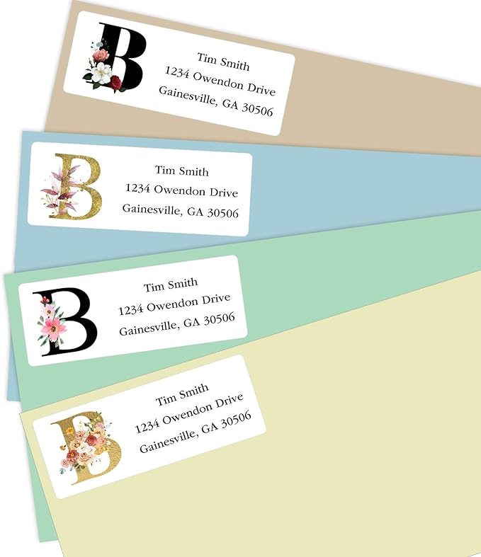 Address Labels Personalized Return Address Labels, 2.6" x 1" Monogram Custom Mailing Label for Envelopes (30-1200) Customized Self Adhesive Stickers Printable Mail Envelope Adress Label, White