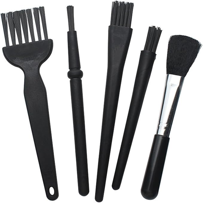 Small Nylon Anti Static Brushes Kit Portable Cleaning Brush Kit for Electronics Computer Keyboard Laptop Camera Phone (Black, Set of 5)