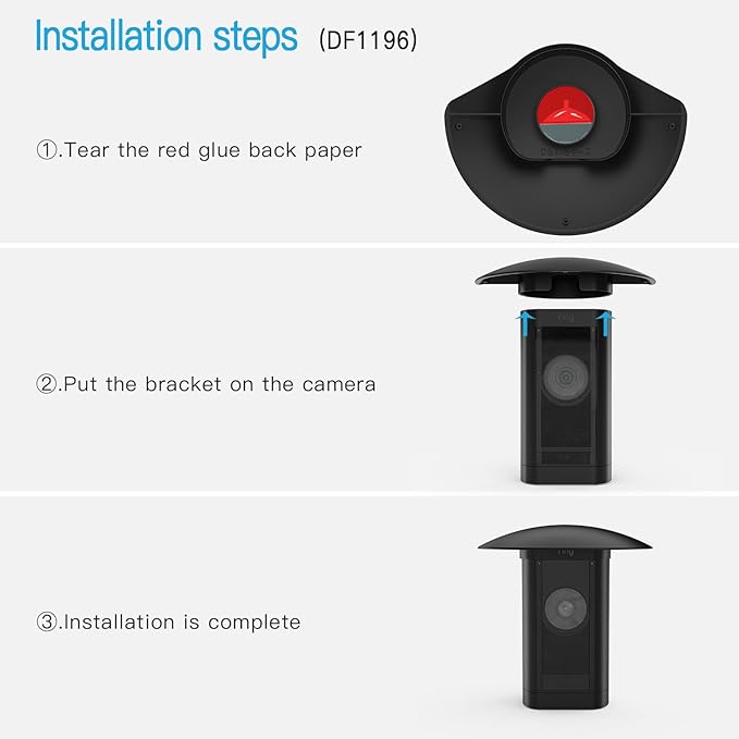 HOLACA Sun Rain Shade Camera Cover for Stick Up Cam Pro,Camera Shield for Resistant UV Black