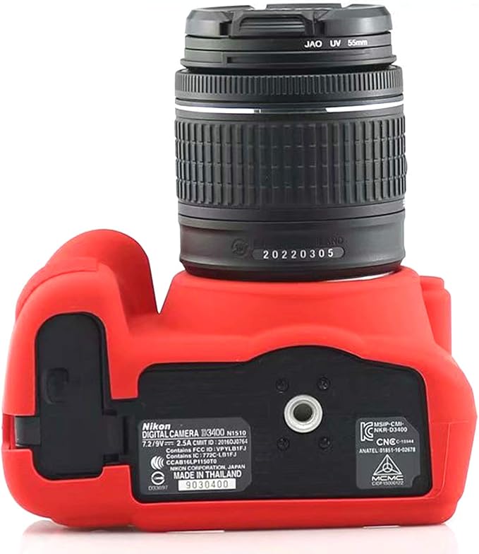 Professional Secure Silicone Camera Cases Bag Housing Rubber Body Skin for Nikon D3400 Digital SLR Camera (Red)