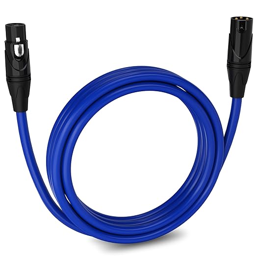 LyxPro 10 Feet XLR Microphone Cable Balanced Male to Female 3 Pin Mic Cord for Powered Speakers Audio Interface Professional Pro Audio Performance and Recording Devices - Blue
