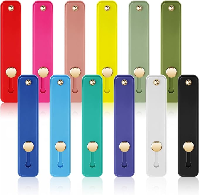 Weewooday 12 Pcs Phone Grip Strap Telescopic Finger Strap Bracket Portable Phone Finger Kickstand Handle Grip Holder(Classic Colors)