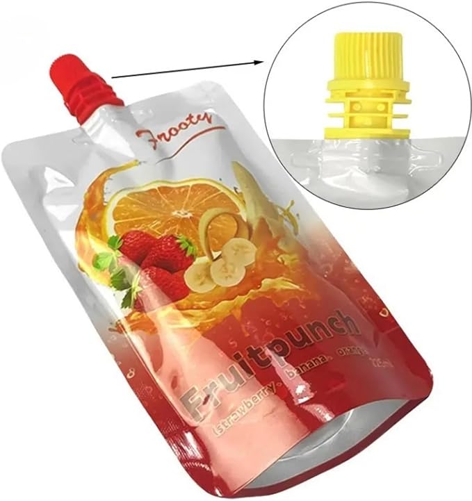 1000 Pcs Food Grade Custom Logo Flasks, Portable Juice Beverage Packaging with Spout Bags, Reusable Plastic Stand up Liquid Drink Pouches