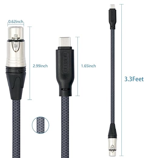 3.3FT Female XLR to USB C Micphone Cable,USB C to XLR for Dynamic Microphone iPhone 15,ipad,Notebook,Tablet